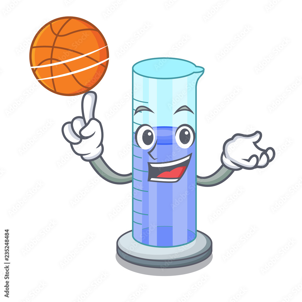 With basketball graduated cylinder with on mascot liquid Stock Vector |  Adobe Stock