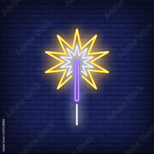 Indian light neon sign. Celebration or advertisement design. Night bright neon sign, colorful billboard, light banner. Vector illustration in neon style.