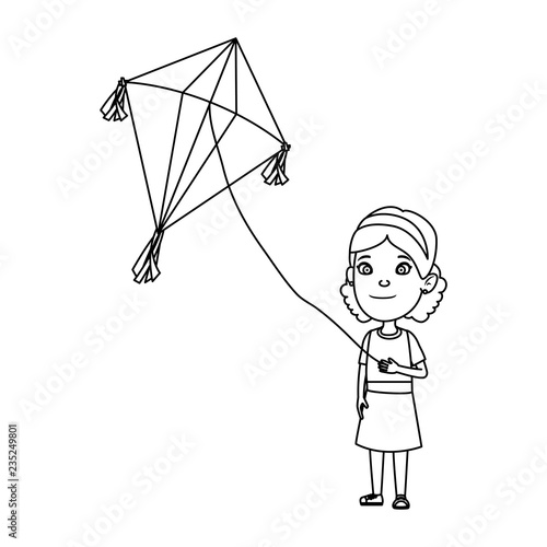 little girl flying kite