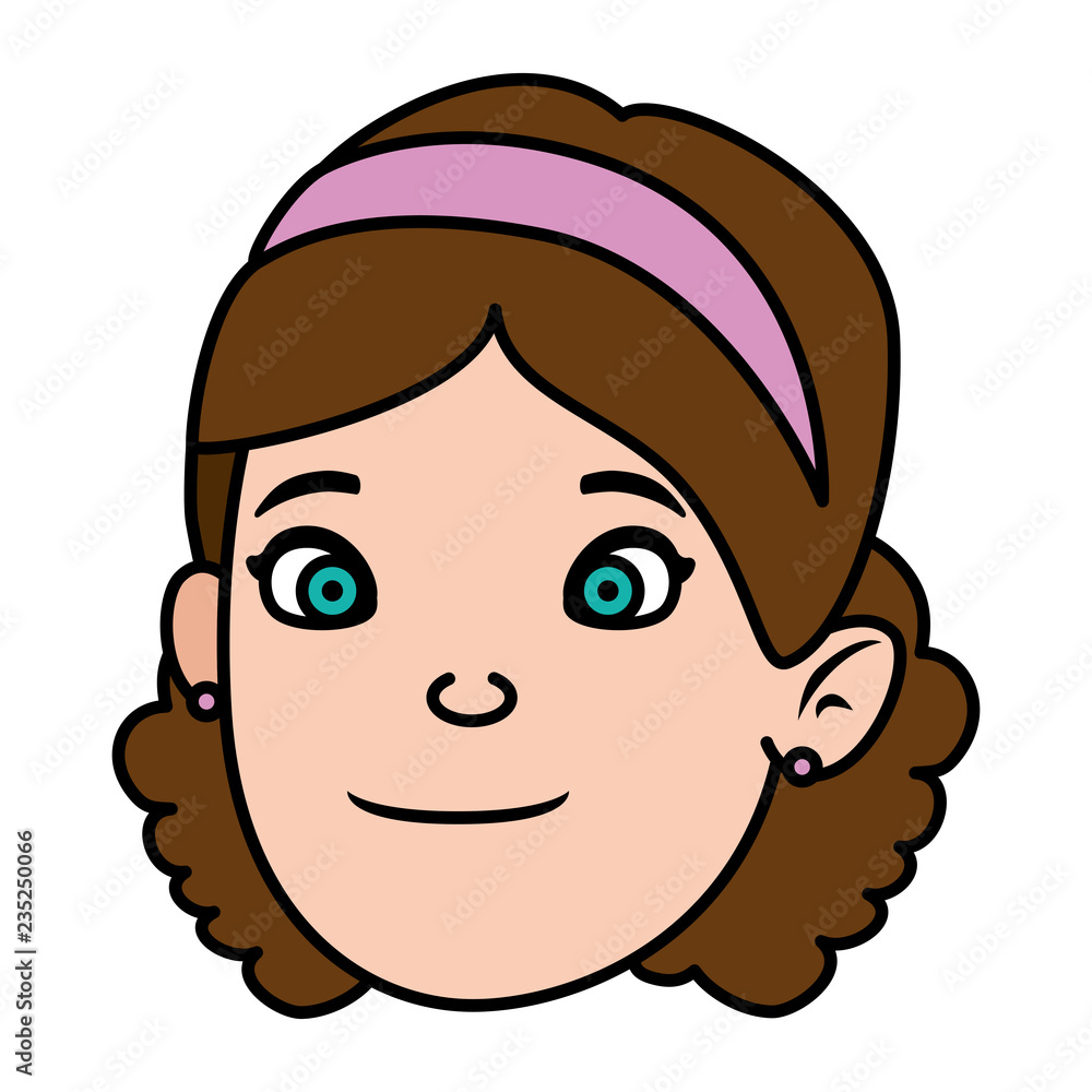 Fototapeta premium beautiful little girl head character