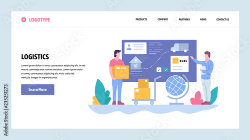 Vector web site gradient design template. Tracking and delivery service. Package shipping. Landing page concepts for website and mobile development. Modern flat illustration.
