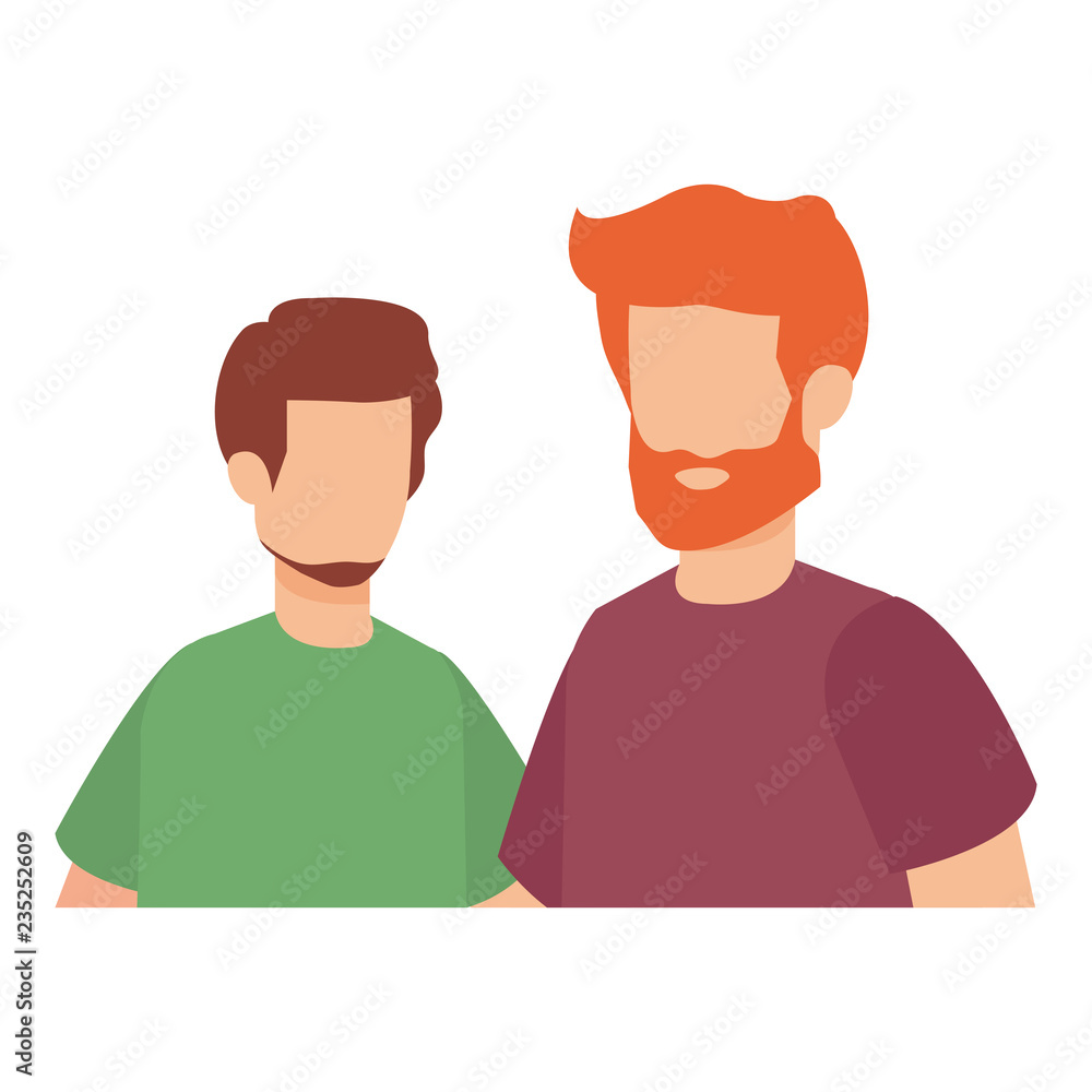 young and casual couple men characters young and casual couple men characters