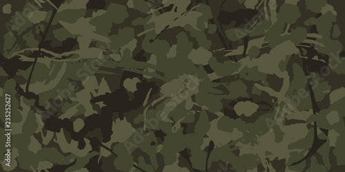 Military camouflage, texture repeats seamless. Camo Pattern for Army Clothing. Green color,  grunge pattern fabric for hunting. Vector illustration.