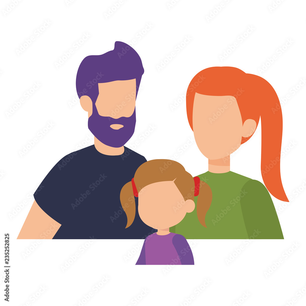 parents couple with daughter characters