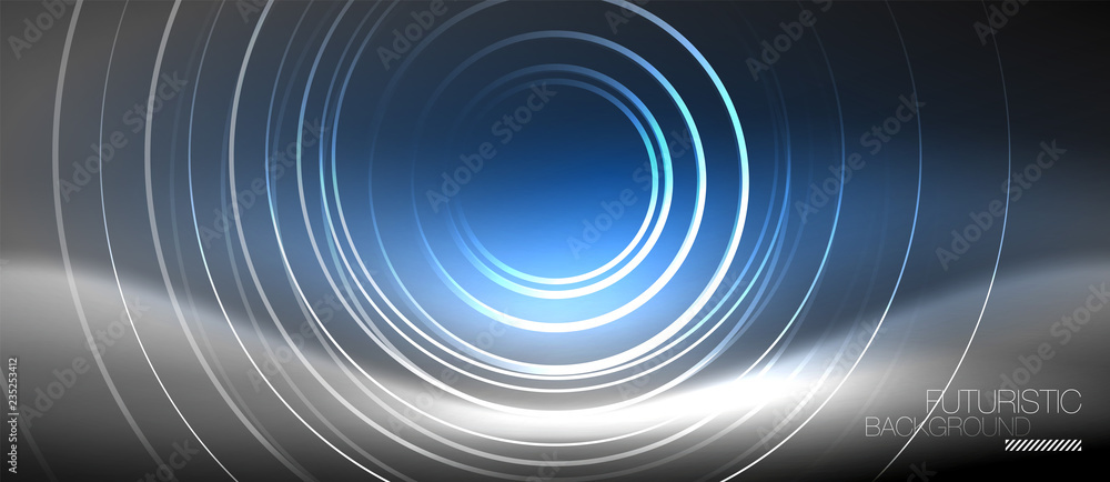 Neon circles abstract background, shiny lines Neon circles abstract background, shiny lines