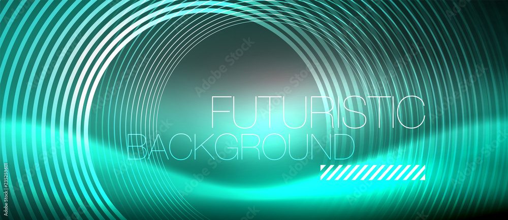 Neon circles abstract background, shiny lines Neon circles abstract background, shiny lines