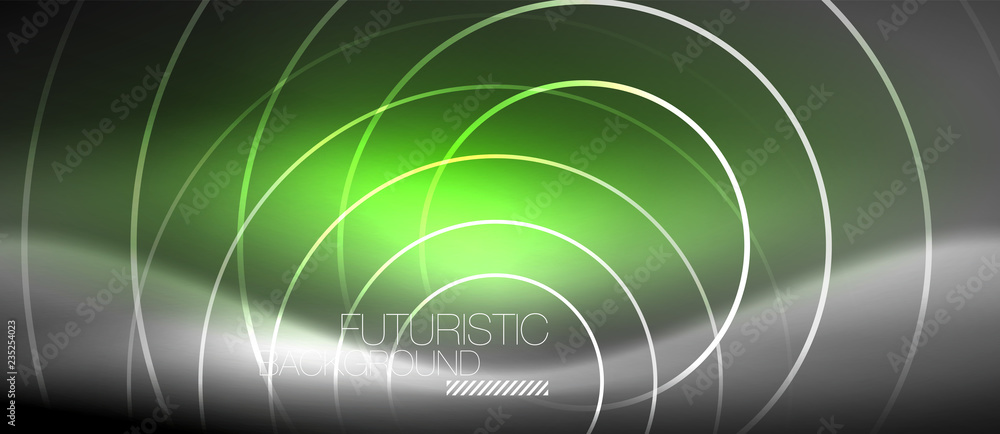 Neon circles abstract background, shiny lines Neon circles abstract background, shiny lines