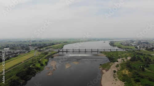 ドローン空撮　利根大堰　日本の風景