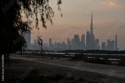 Dubai skyline from Ras Al Khor  United Arab Emirates