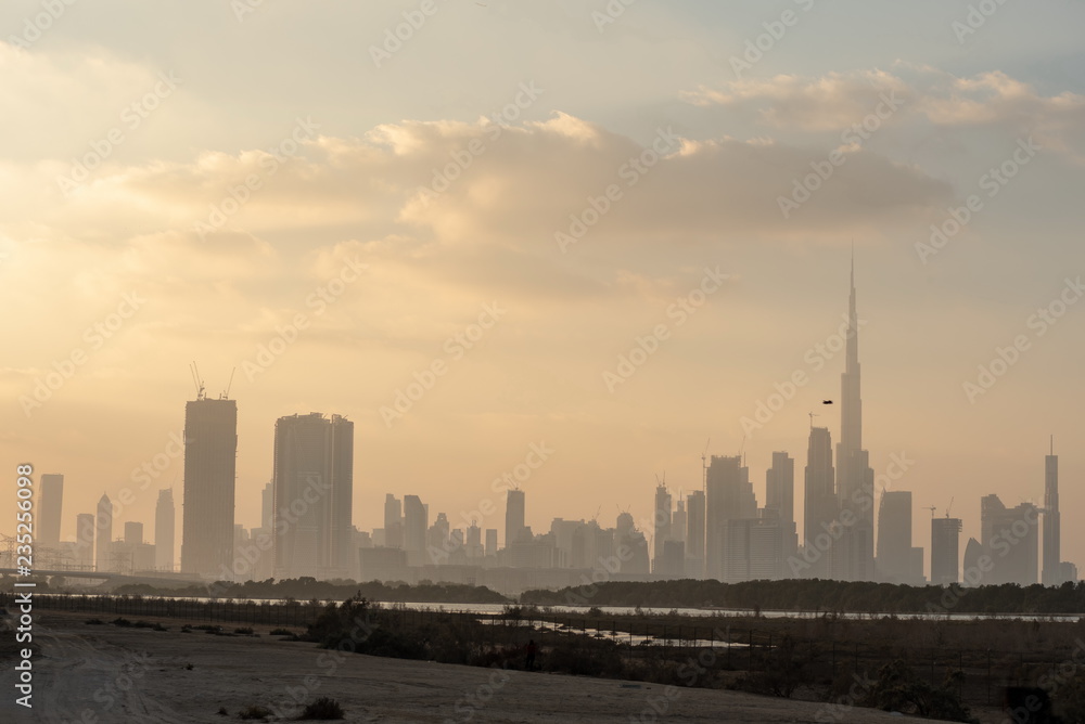 Dubai skyline from Ras Al Khor, United Arab Emirates