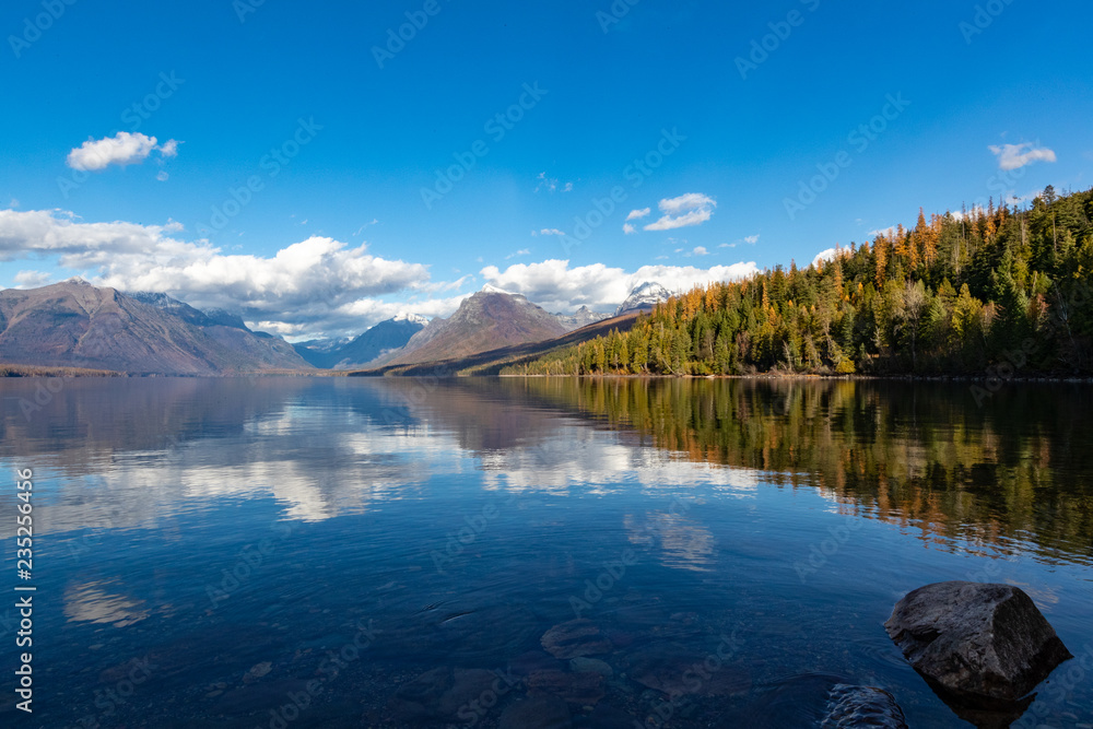 Forest and Mountain Reflections on Lake