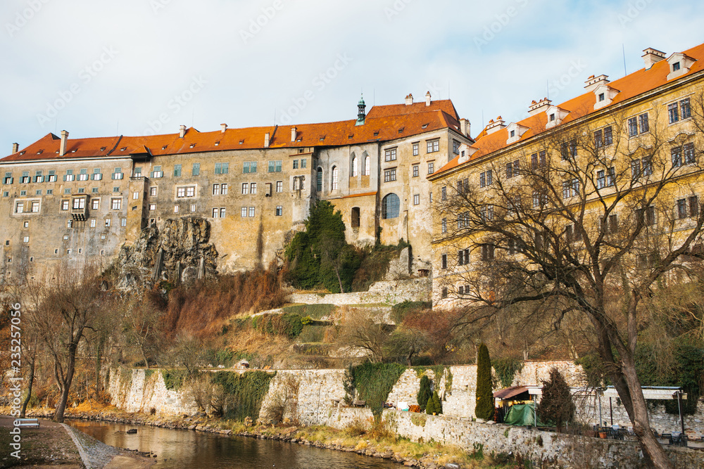Beautiful view of the ancient architecture in Cesky Krumlov in the Czech Republic.