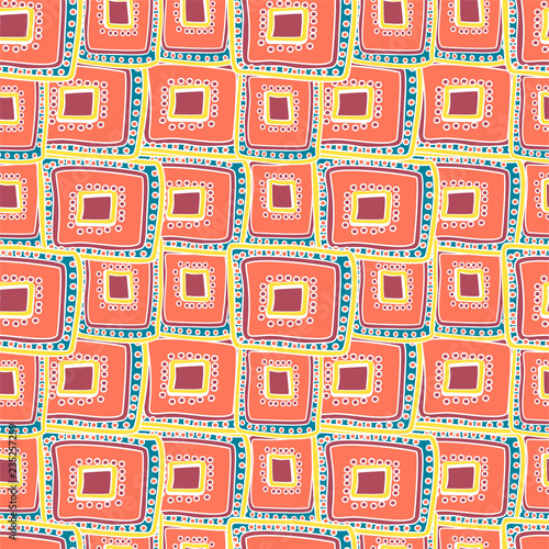 Beautiful patchwork abstract art vector seamless pattern multicolored rectangles layering on each other for desing, textile, wallpaper, wrapping, cover page, web site, card, business banner background
