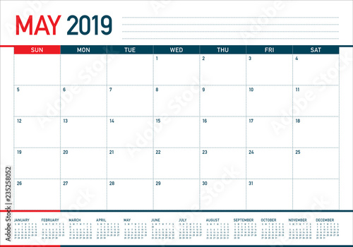May 2019 desk calendar vector illustration