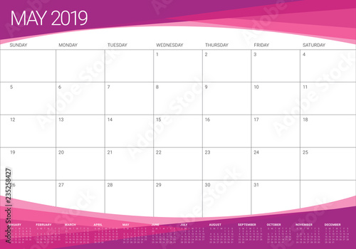 May 2019 desk calendar vector illustration