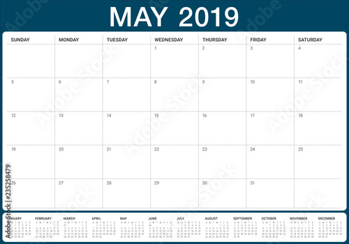 May 2019 desk calendar vector illustration