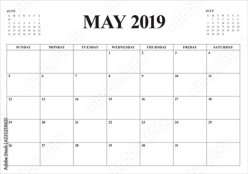 May 2019 desk calendar vector illustration