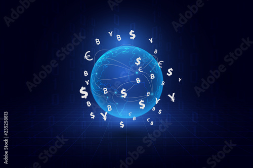 Money transfer. Global Currency. Stock Exchange. Stock vector illustration.