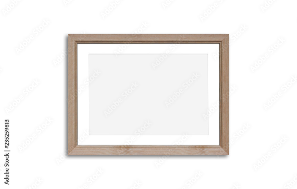 Wooden photo frame mock up,isolated on white background Wooden photo frame mock up,isolated on white background