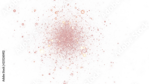Abstract golden sparkling particles. Holiday background. Digital fractal art. 3d rendering.