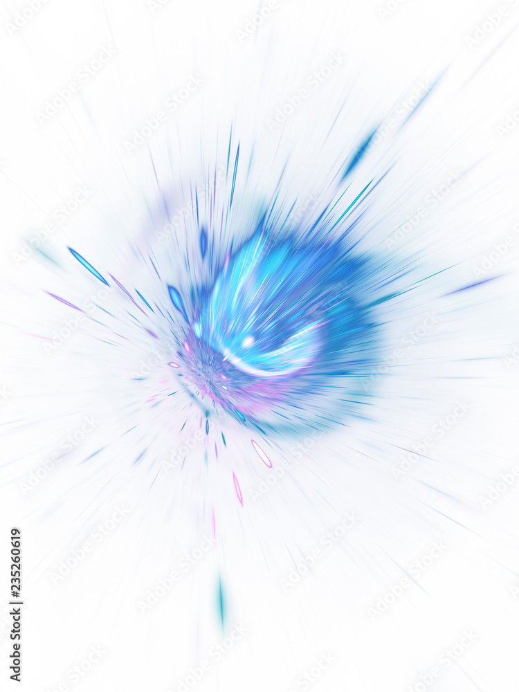 Fototapeta premium Abstract holiday background with blurred rays and sparkles. Fantastic blue and pink light effect. Digital fractal art. 3d rendering.