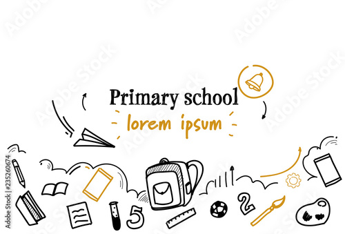 children education primary school concept sketch doodle horizontal isolated copy space