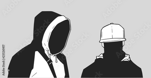 Illustration of young London gang members
