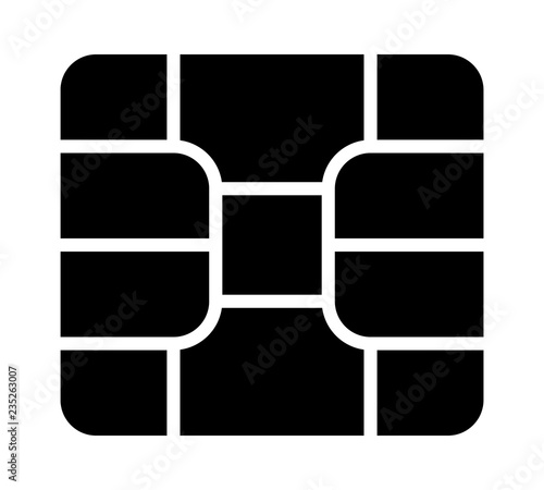 Credit or debit charge card emv chip flat vector icon for apps and websites
