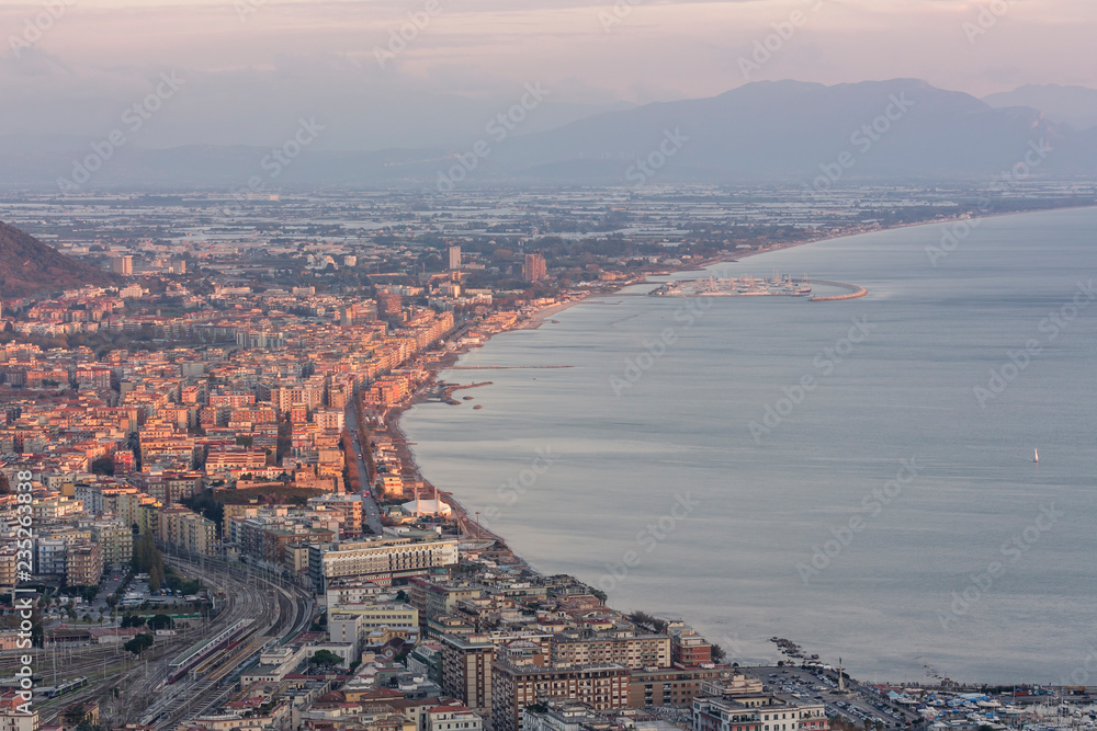 Obraz premium Landscape of Salerno, Campania, ITALY at sunset-sunrise