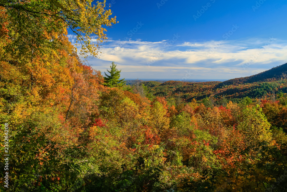 Indian summer with colorful fall foliage in the Great Smoky Mountains National Park