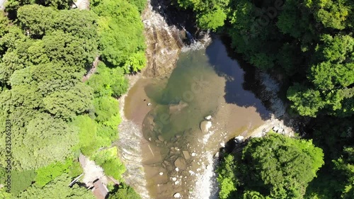 ドローン空撮　日本の風景　粟又の滝