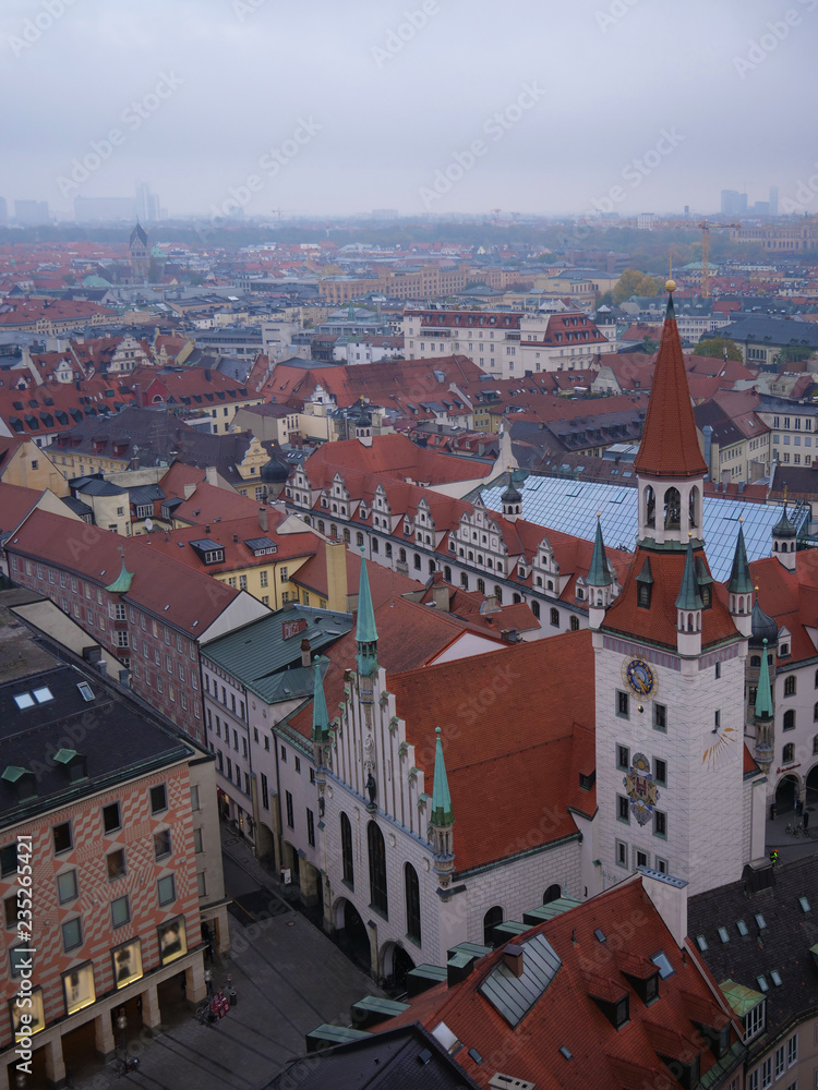 Obraz premium Marienplatz panoramic view from above, Munich, Germany
