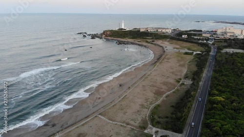 ドローン空撮　犬吠埼と灯台の風景