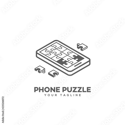 Isometric puzzle phone logo