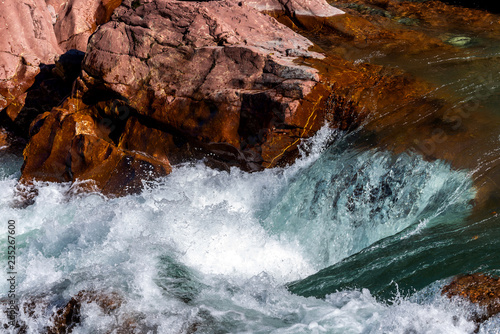 Water mountain river and the wonderful rocky creek. Water Drops after splash. Closeup macro view