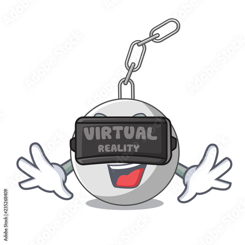 Virtual reality wrecking ball isolated on a mascot