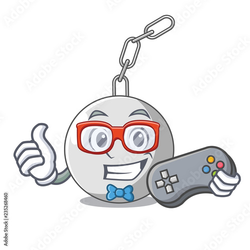Gamer wrecking ball isolated on a mascot