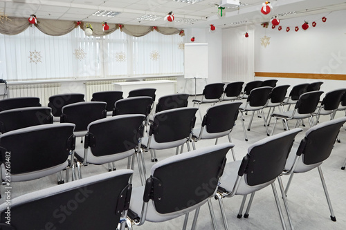 seminar classroom, lecture hall or conference meeting in educational business event for host, teacher, or coaching mentor photo