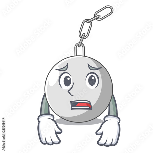 Afraid wrecking ball isolated on a mascot