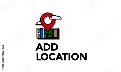 Add Location Pin with Map Vector Illustration