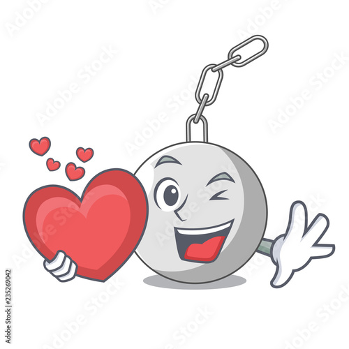 With heart wrecking ball isolated on a mascot