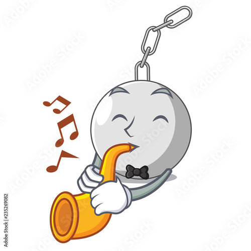 With trumpet wrecking ball isolated on a mascot
