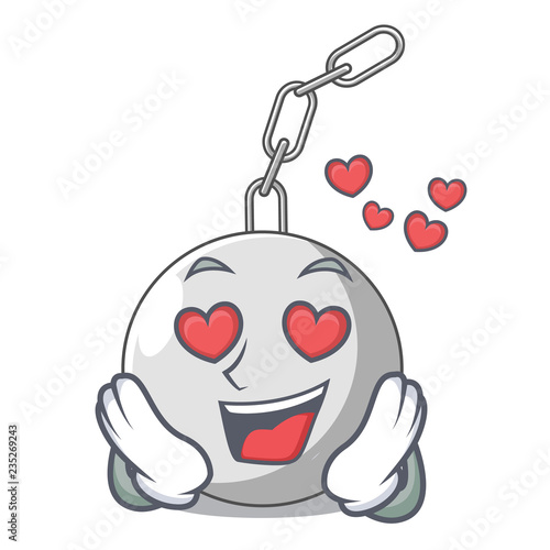 In love wrecking ball isolated on a mascot