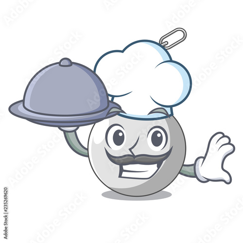 Chef with food wrecking ball isolated on a mascot