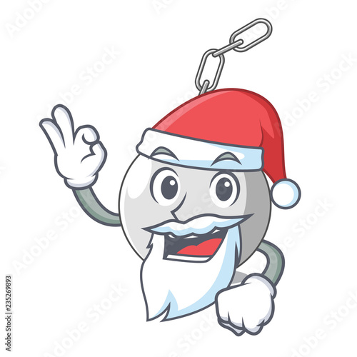 Santa wrecking ball attached character on hitting