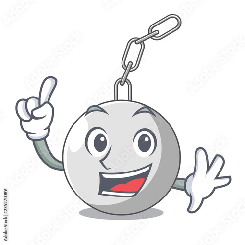 Finger wrecking ball attached character on hitting