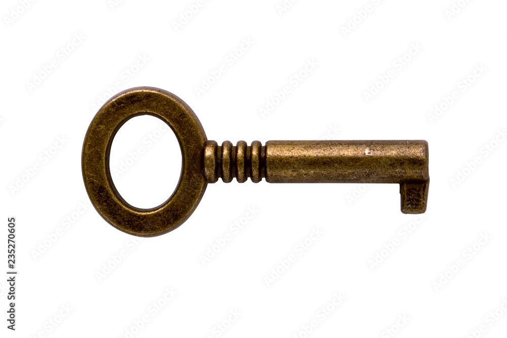 old bronze key isolated on white background old bronze key isolated on white background