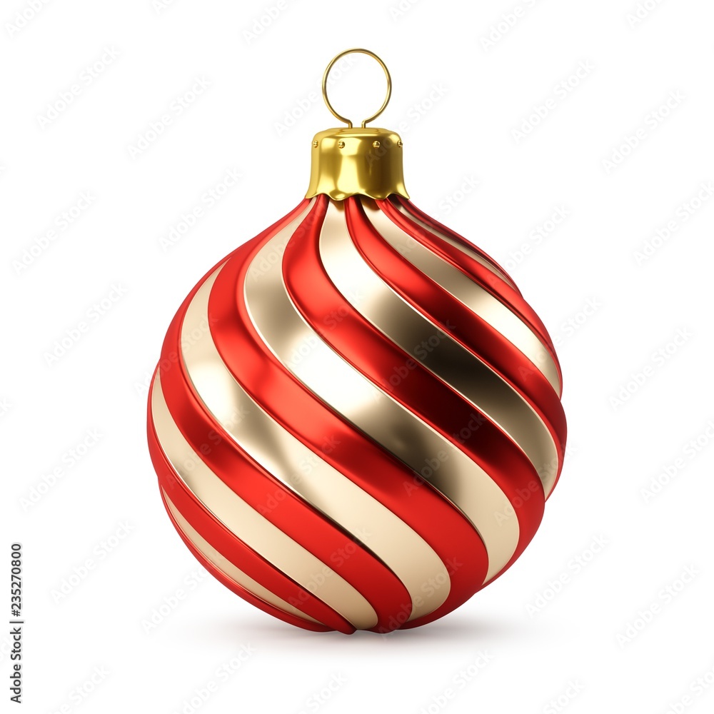 3D rendering Golden Red Christmas Ball on a white background 3D rendering Golden Red Christmas Ball on a white background
