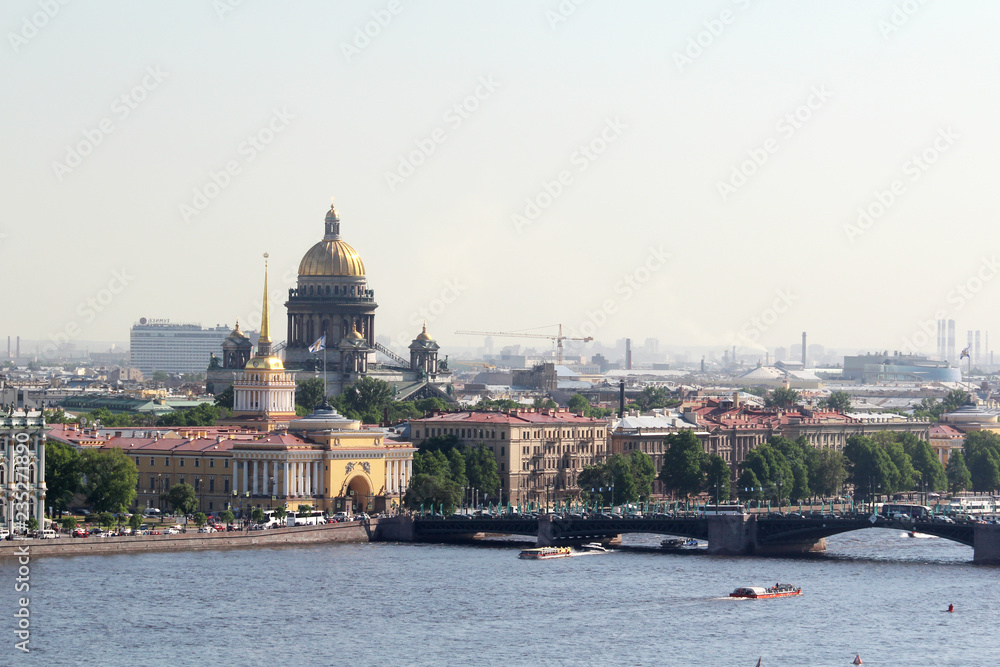 Obraz premium Panorama of Saint Petersburg including Admiralty building and Saint Isaac`s Cathedral