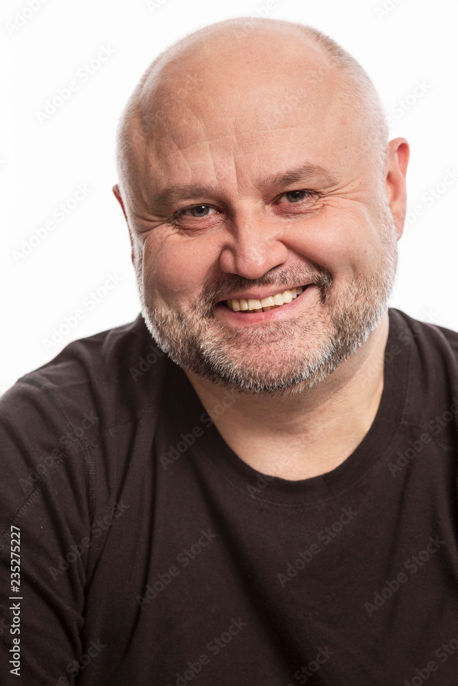 Obraz premium Bald man laughs,close-up